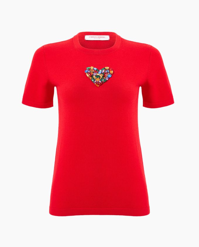 Rainbow Embroidered Short-Sleeve Sweater
