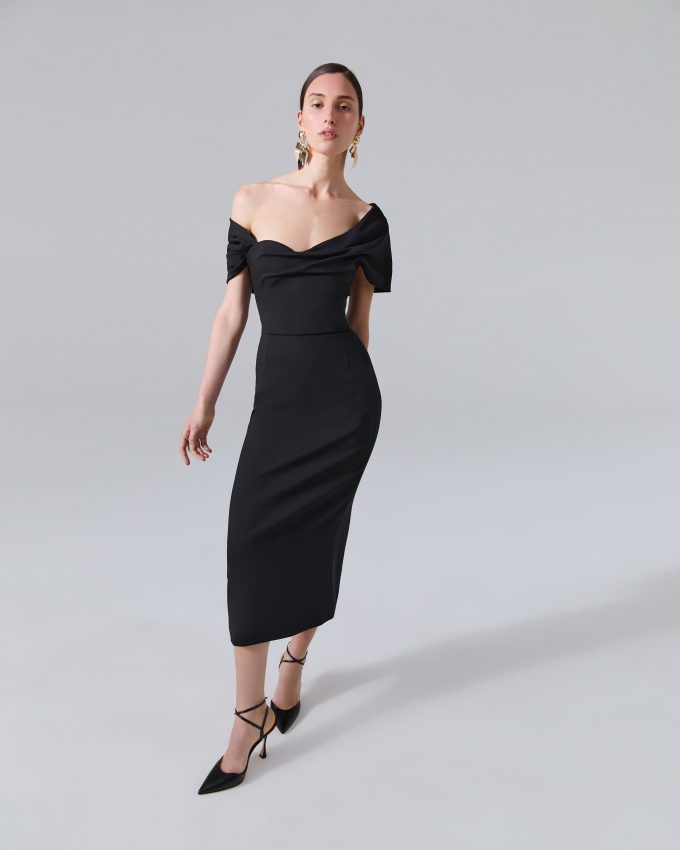 Draped Off-The-Shoulder Dress