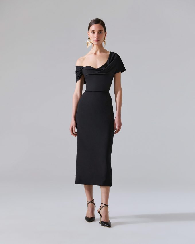 Draped Off-The-Shoulder Dress