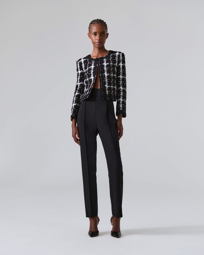 Collarless Lurex Tweed Jacket