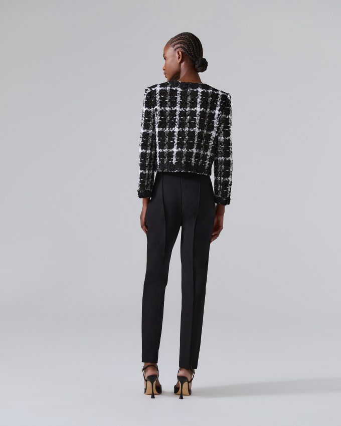 Collarless Lurex Tweed Jacket