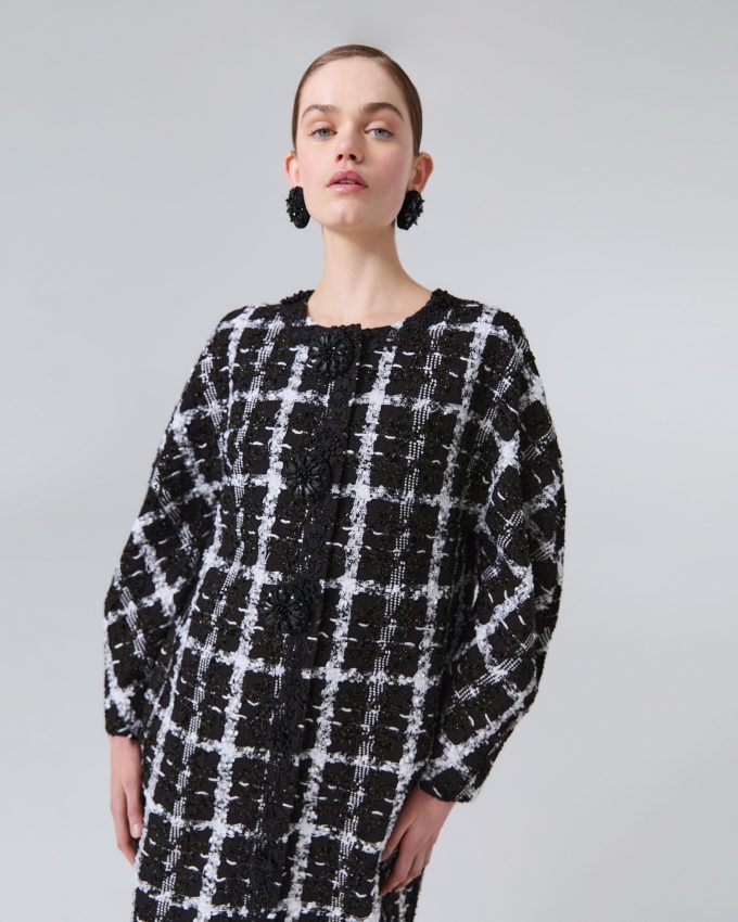 Lurex Tweed Cocoon Coat