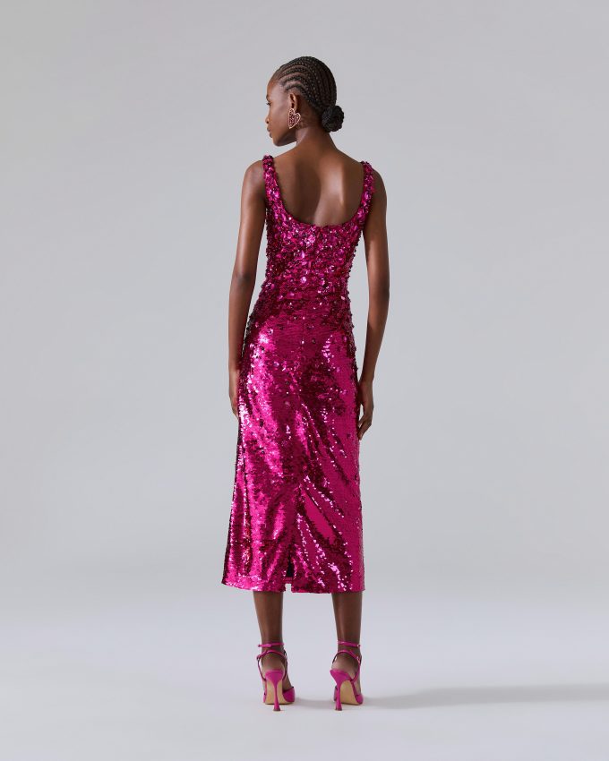Embellished Sequin Midi Dress