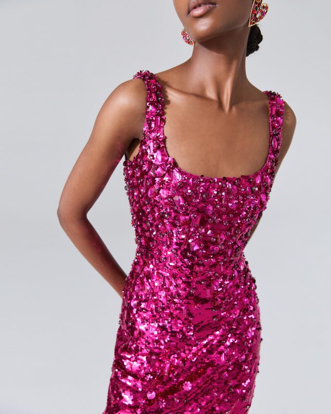 Embellished Sequin Midi Dress