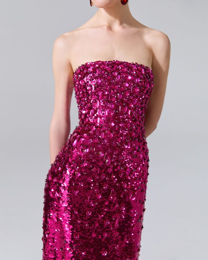 Strapless Embellished Sequin Gown