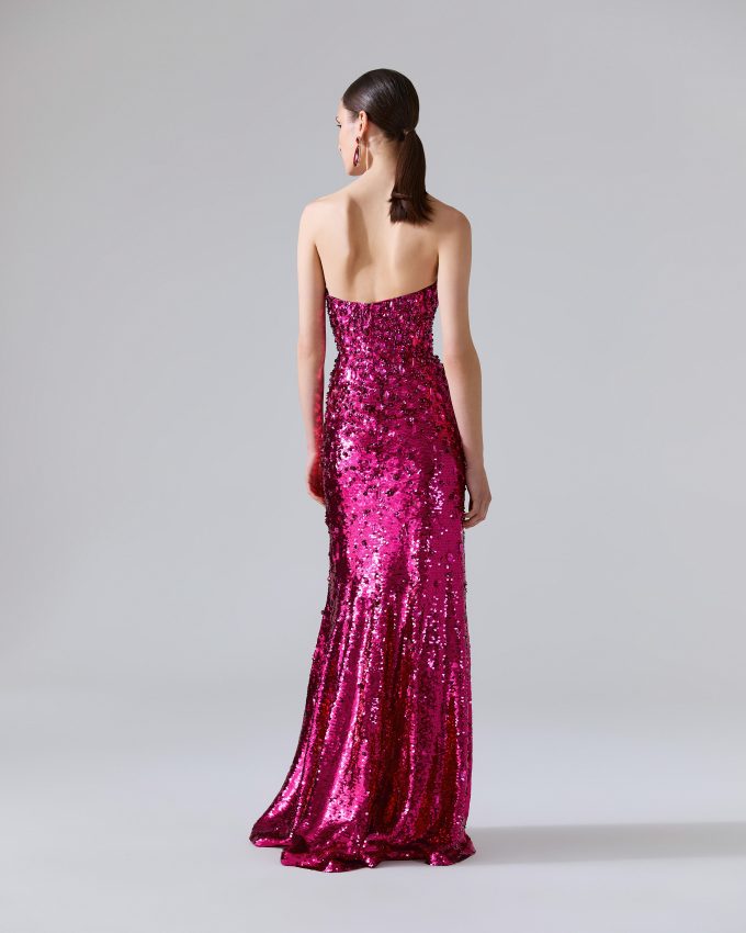 Strapless Embellished Sequin Gown