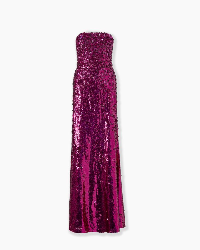 Strapless Embellished Sequin Gown