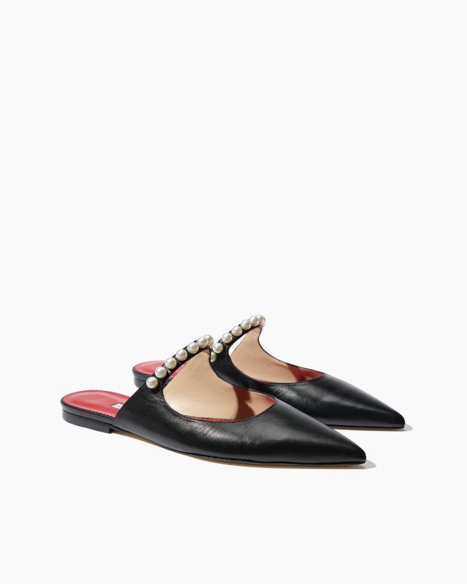 Flat Mule with Pearl-Embellishment