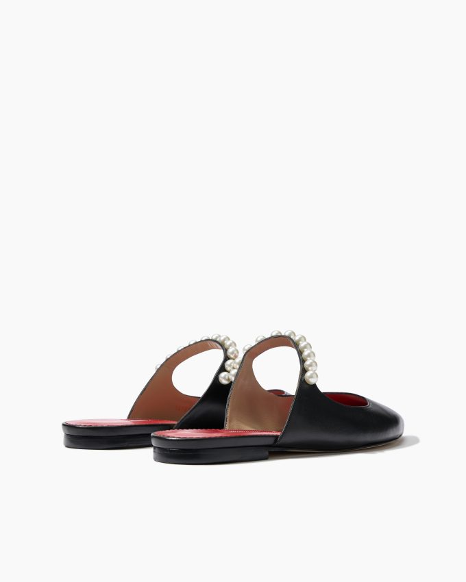 Flat Mule with Pearl-Embellishment