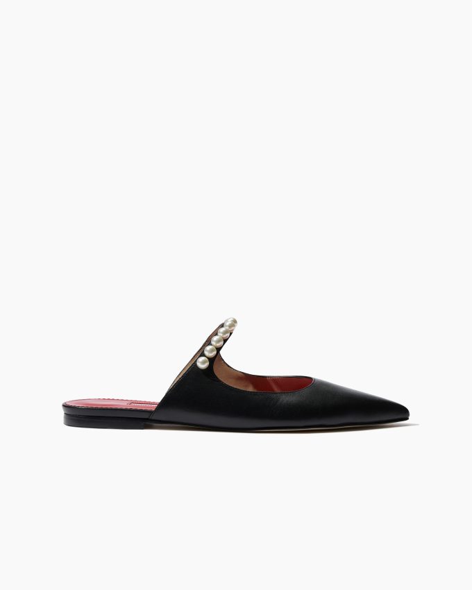 Flat Mule with Pearl-Embellishment