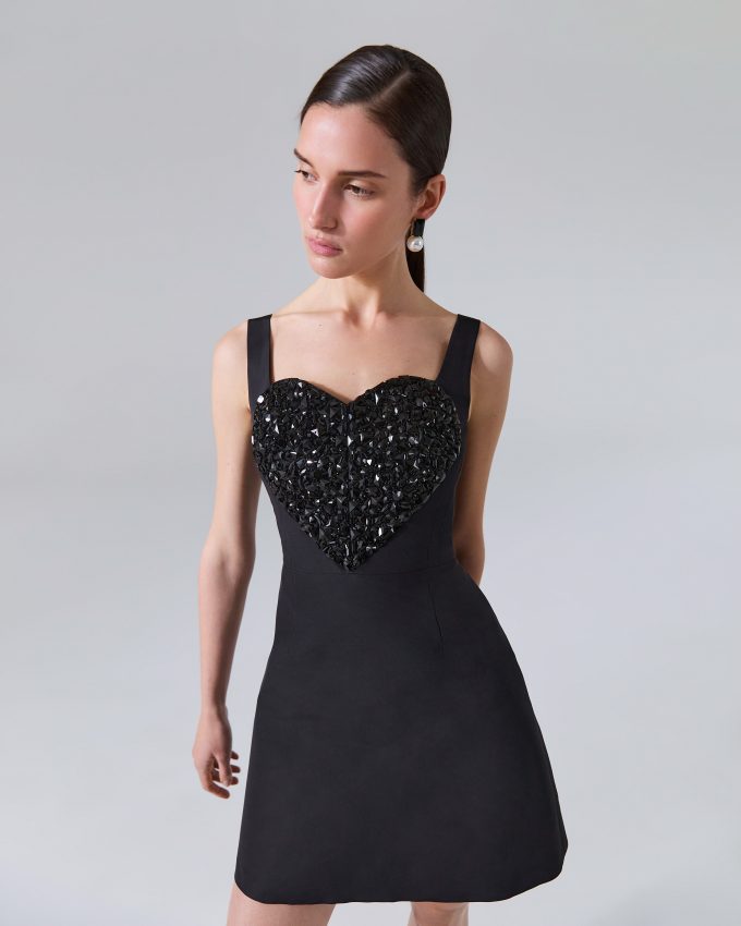 Embellished Heart Mini Dress