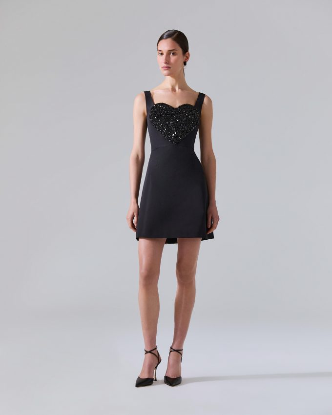 Embellished Heart Mini Dress