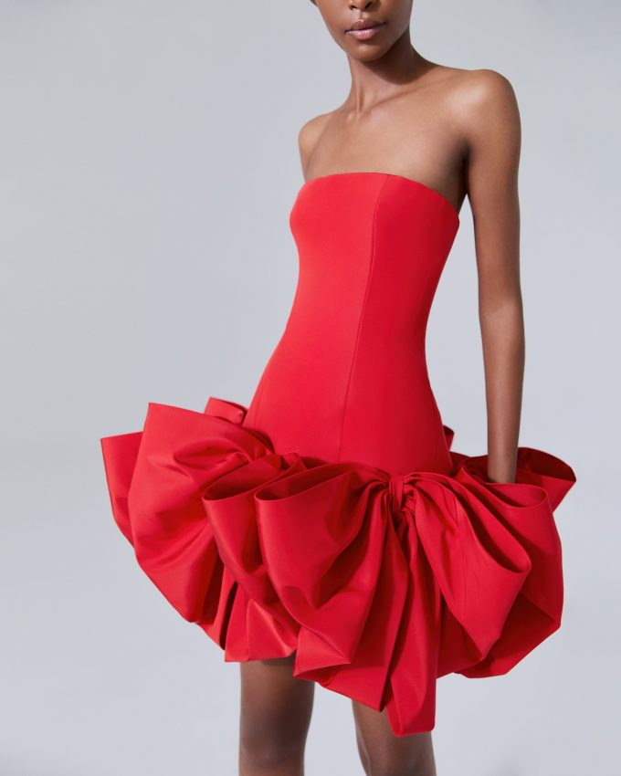 Strapless Bow-Detail Mini Dress