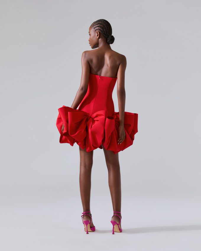 Strapless Bow-Detail Mini Dress