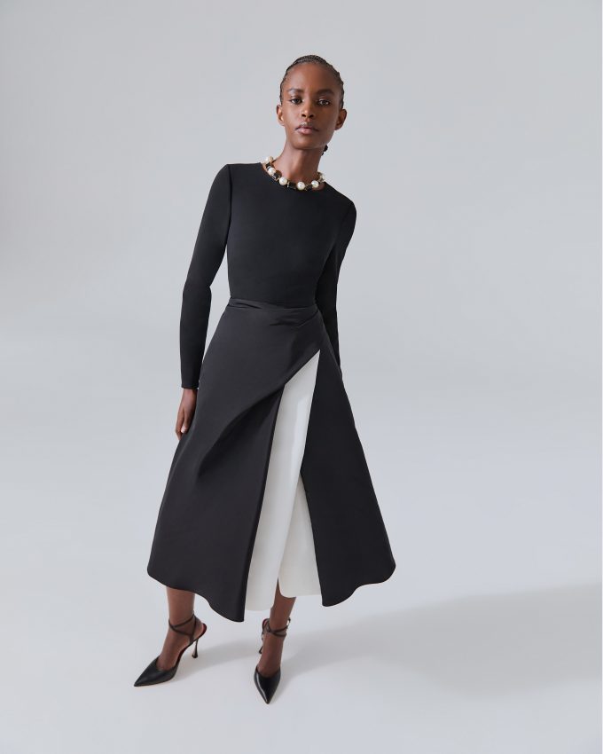 Layered Skirt Midi Dress
