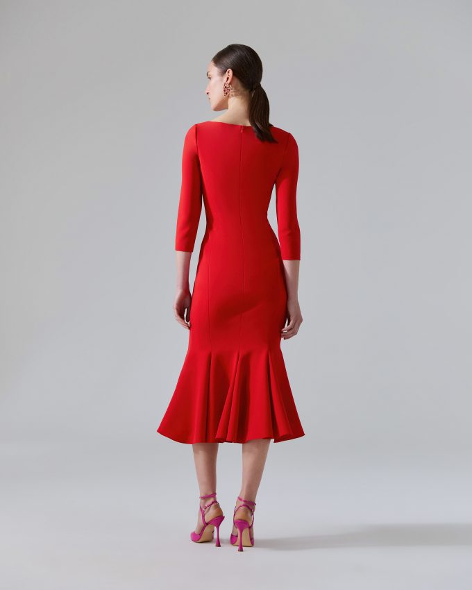 Square Neck Trumpet Midi Dress