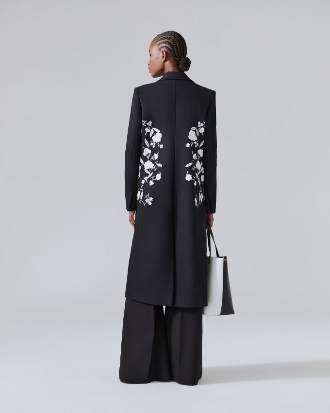 Embroidered Single Breasted Coat