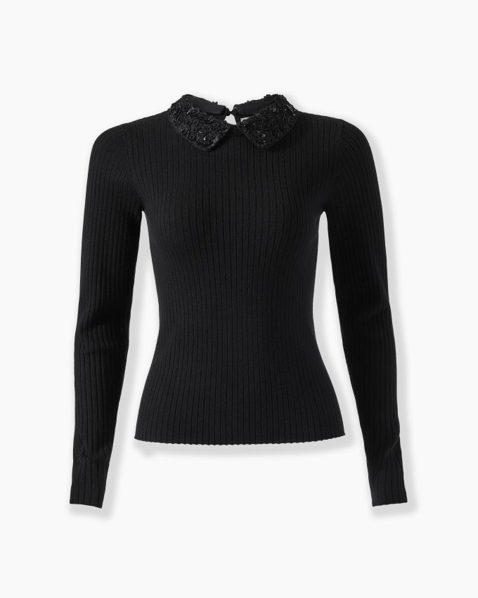 Embroidered Collar Top