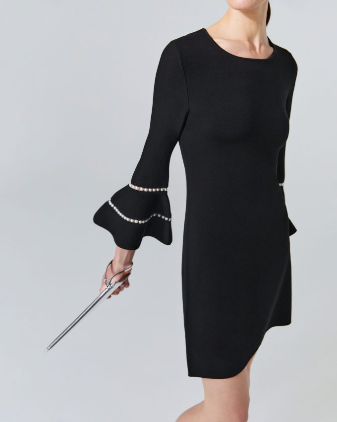 Pearl-Sleeve Mini Dress