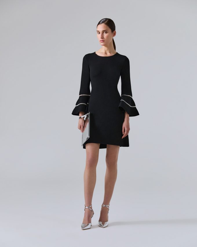 Pearl-Sleeve Mini Dress