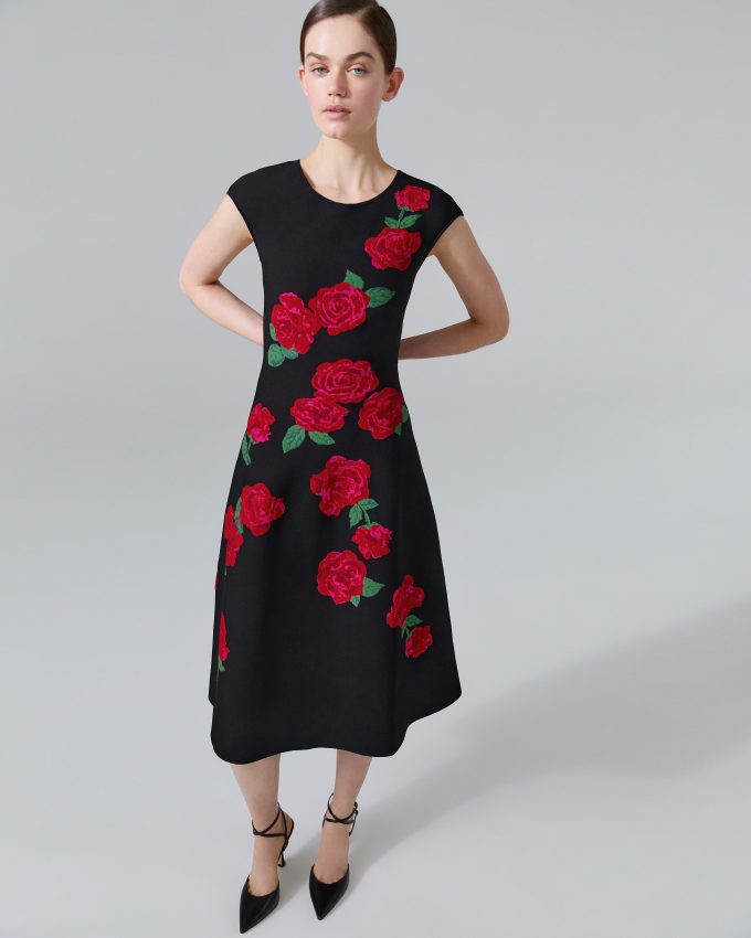 Floral Jacquard Midi Dress