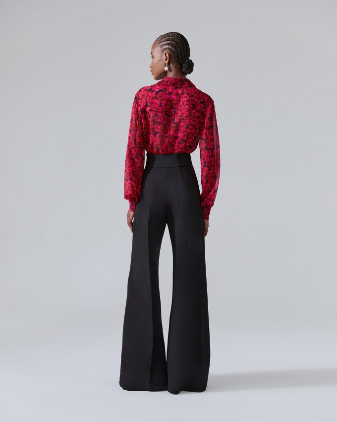 Rose-Print Georgette Blouse