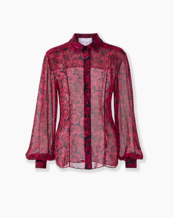 Rose-Print Georgette Blouse