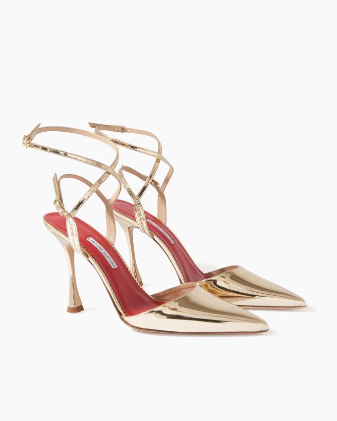 Strappy Pumps in Metallic Patent Leather