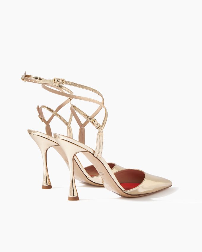 Strappy Pumps in Metallic Patent Leather