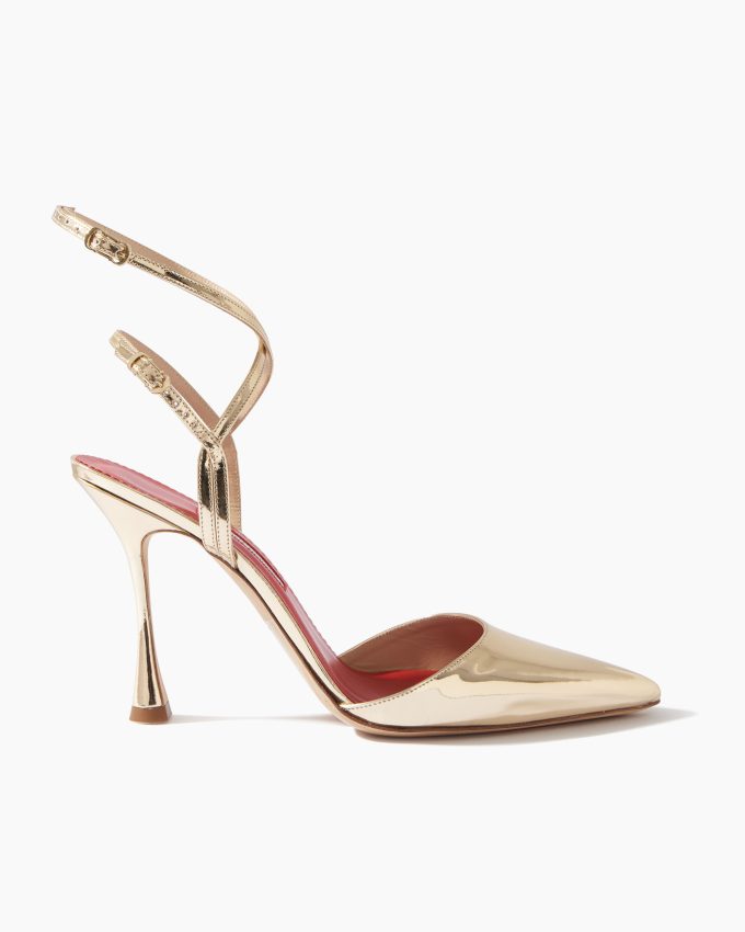 Strappy Pumps in Metallic Patent Leather