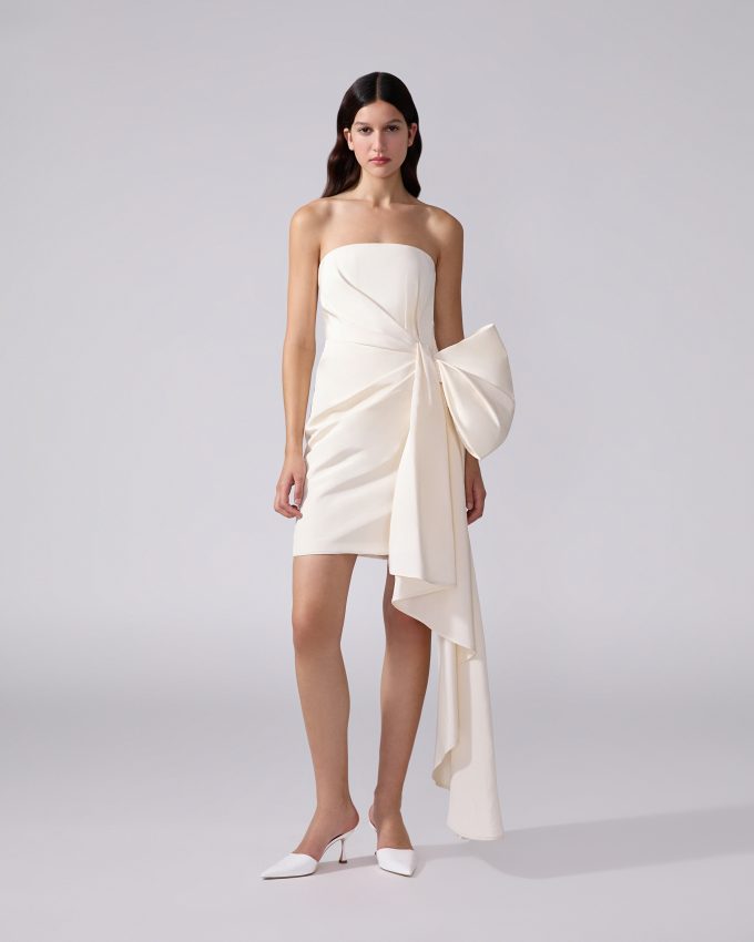 Strapless Mini Dress With Side Drape