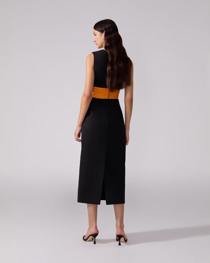 Cummerbund-Waist Midi Dress