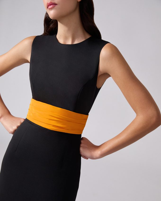 Cummerbund-Waist Midi Dress