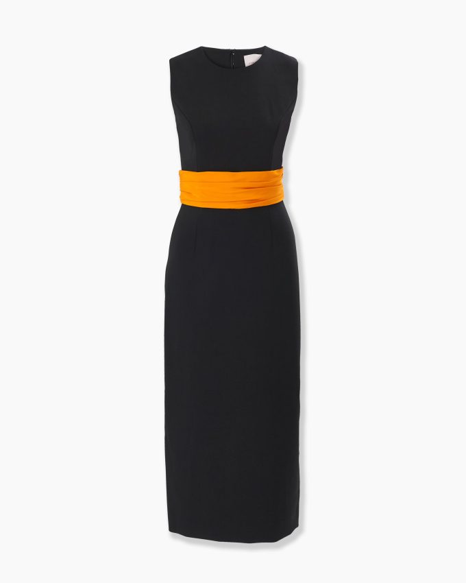 Cummerbund-Waist Midi Dress