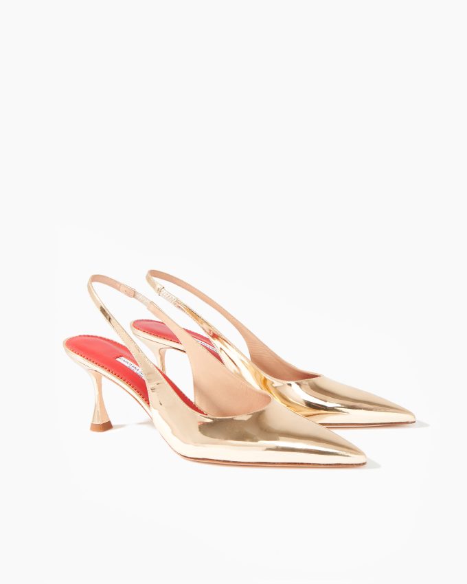 Kitten Heel in Metallic Patent Leather
