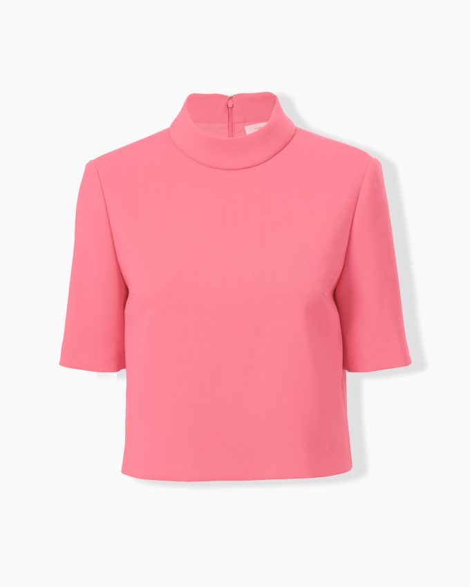 Short-Sleeve Mock Neck Top