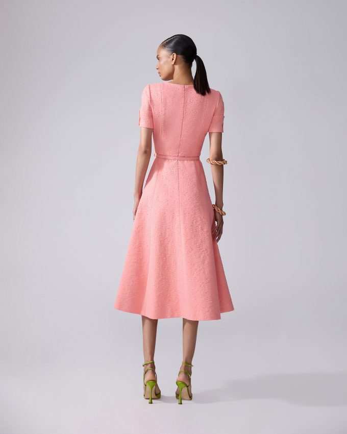 Embroidered Slub-Cotton Midi Dress