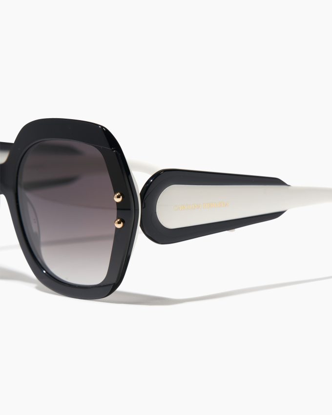 Hexagonal Frame Sunglasses with Contrast Temples