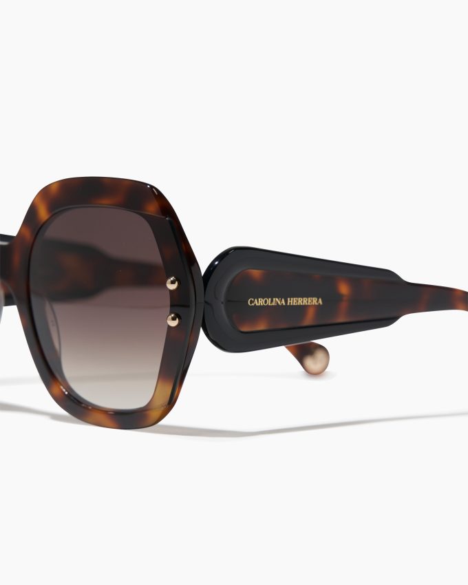 Hexagonal Frame Sunglasses with Contrast Temples