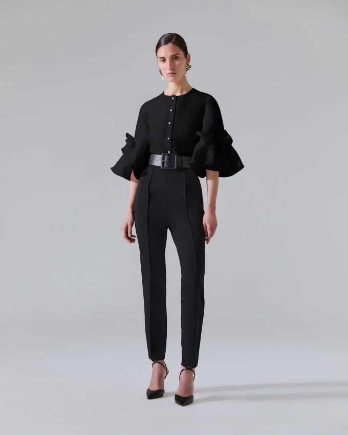 Bow-Detailed Ruffle Sleeve Blouse