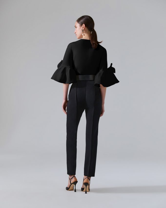 Bow-Detailed Ruffle Sleeve Blouse