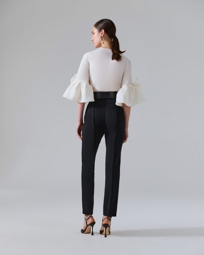 Bow-Detailed Ruffle Sleeve Blouse