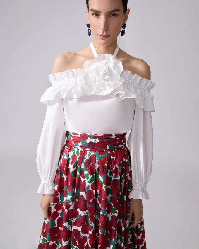 Halterneck Top With Flower