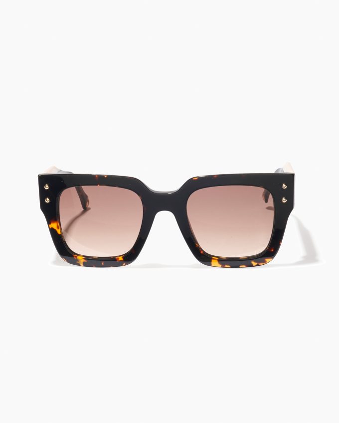 Square Frame Sunglasses With Contrast Temples