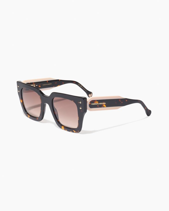 Square Frame Sunglasses With Contrast Temples