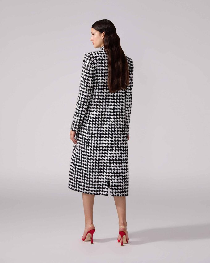 Houndstooth Single Breasted Coat
