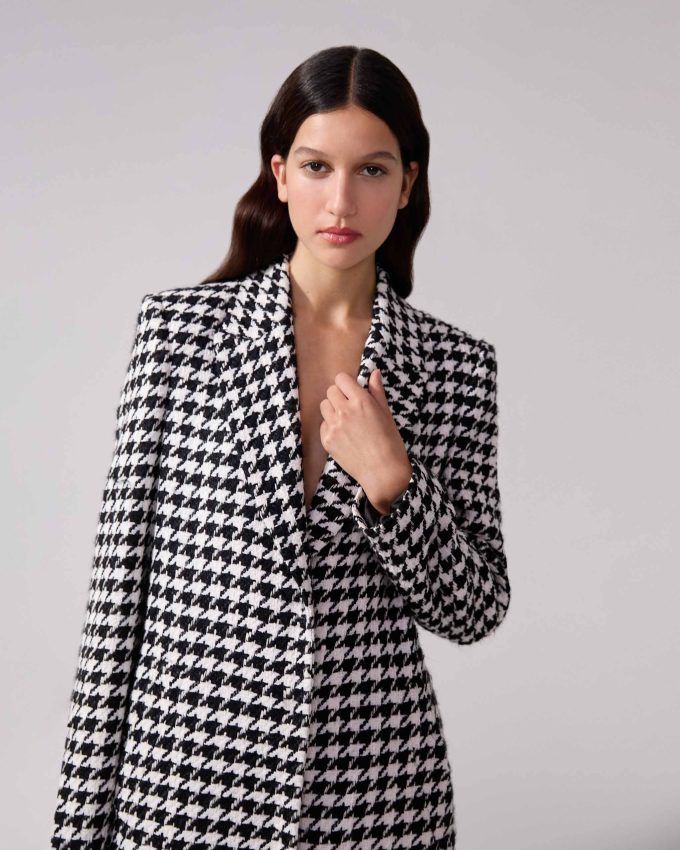 Houndstooth Single Breasted Coat
