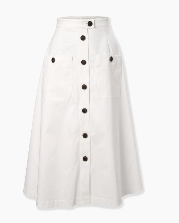Button-Front Midi Skirt