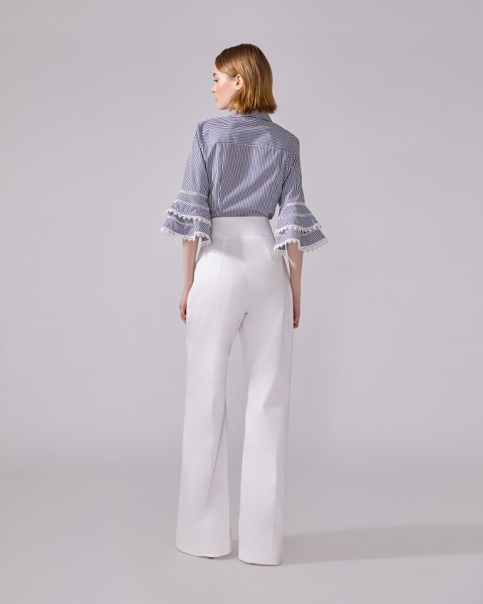 Lace-Trim Striped Shirt