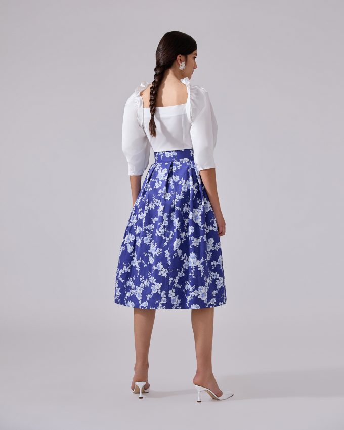 Floral-Print Midi Skirt